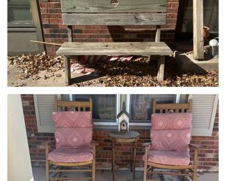 Wooden Patio Bench; Wooden Patio Rocking Chairs