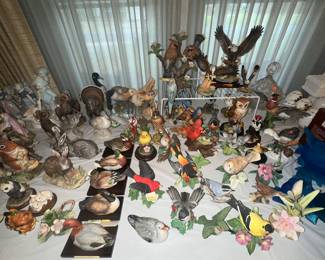 Bird Figurines; Lefton and Lenox Bird Figurines; The Danbury Mint Porcelain Song Bird Eggs