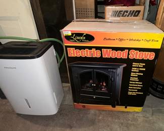 Frigidaire De-Humidifier; Lincoln Electric Wood Stove; Vintage Kerosene Heather