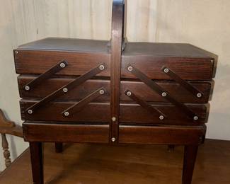  Vintage Accordian  Style Sewing Box