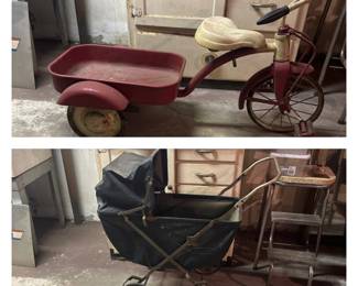 Vintage 1950’s Tricycle with wagon; baby buggy