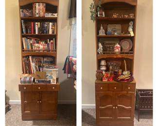 Ethan Allen 2pc Cabinet Bookcase Hutch