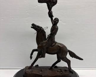 8118  Frederic Remington Buffalo Signal Bronze Statue 