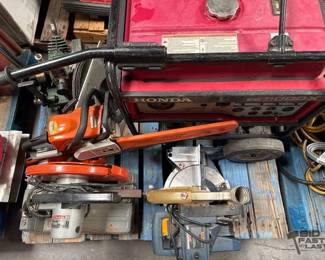 2544  Honda EB 5000X Generator, Mikita 355mm Portable Cut Off Saw, Ryobi Miter Saw, Stihl Chainsaw, Husqvarna Chainsaw 