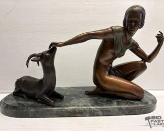 8138  Larry Flynt Lucien Alliot Girl with Impala Bronze Statue 