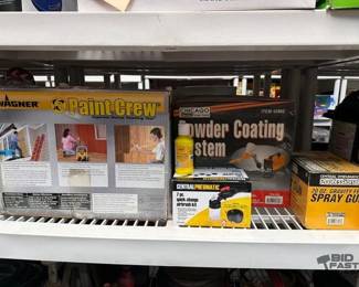 2226  Wagner Paint Crew, Chicago Electric Powder Coating, Central Pneumatic Spray Gun, 7pc QuickChange Airbrush Kit 