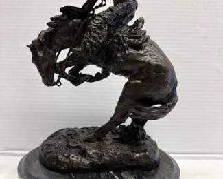 8129  Frederic Remington The Rattlesnake Bronze Statue 