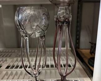 8114  2 Polish Glass Decorative Cups 