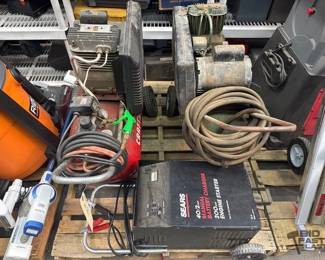 2156  2 Sears Air Compressors, Sears Manual battery charger 