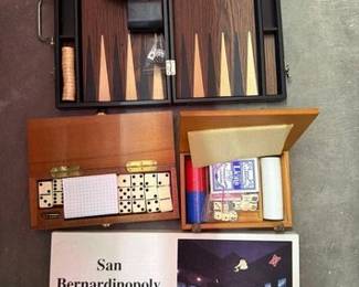 2364  San Bernardinopoly, Dominos, Playing Card Set, Backgammon Set 