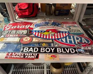 2264  Metal Sign Collection and Stickers 
