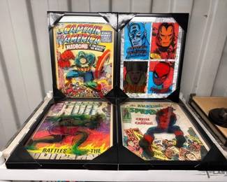 8106  4 New Framed Marvel Artworks 