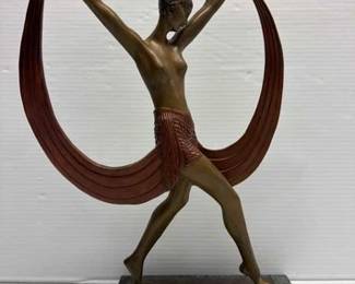 8134  Pierre Le Faguays Fayral Nouveau Dancer Bronze Statue 