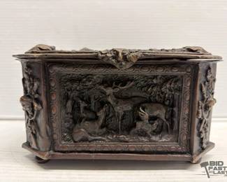 8148  Decorative Bronze Casket Jewelry Box 