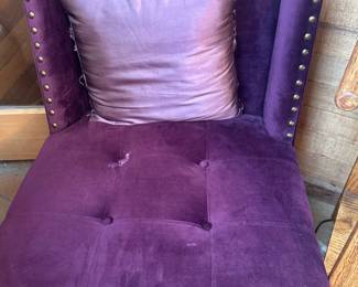 Tufted purple wingback chair