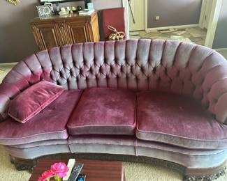 Vintage tufted velvet sofa