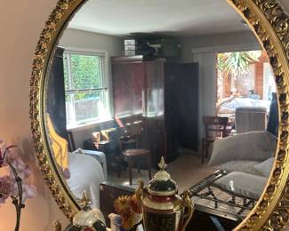 Mirror round gold frame