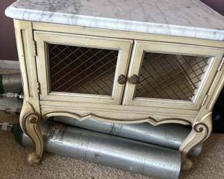 French style shabby chic side table with marble top