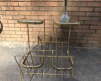 Vintage Retro Milo Baughman Style Brass Color And Glass
