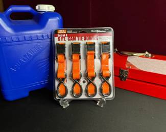 a6 Gallon AquaTainer, Set Of 4 TieDowns, Portable Toolbox