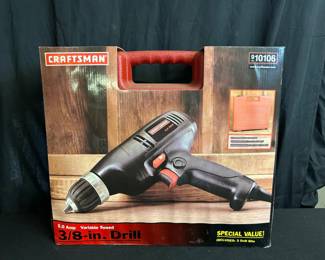 Craftsman 3 8 Inch drill 5.0 Amp Variable, Speed Includes 3 Drill Bits
