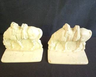 Vintage Cast Metal Horse Grazing Book Ends