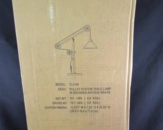 Pulley System Table Lamp In Brushed Antique Brass