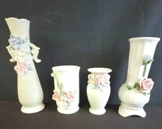 Porcelain Bud Vases With 3D Flowers
