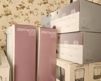 Wine glasses in box-unused