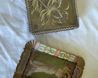 Antique advertising and match case