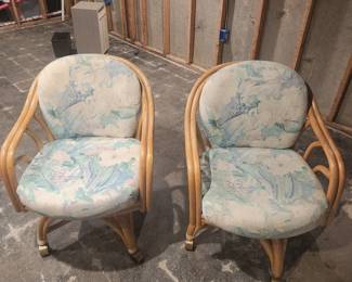 Rattan swivel chairs. Set of four.
