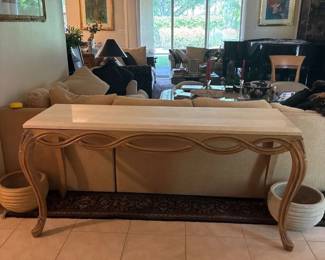 Polished Travertine Hallway Table 66" x 20" x 33"