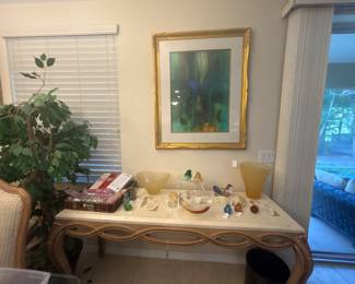 Polished Travertine top console table by Kreiss