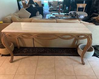 Polished Travertine Hallway Table 66" x 20" x 33"