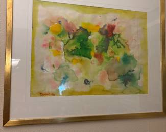 Original William Ronald watercolor dedicated to Guido Basso Jazz Musician Framed