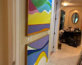 Abstract Modern Original Painting Framed Flat 48" X 36"