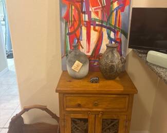 Wood and Metal small Mission Style Cabinet With Drawer 25β x 17β x 34β