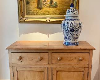 Art, Ginger Jar & Beautiful Cabinet w/Two Drawers