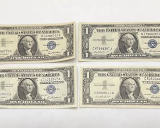 Four 1957 $1 Silver Certificates