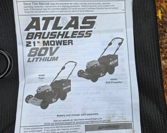 #36   Atlas 21" Electric Push Mower 80V   $159