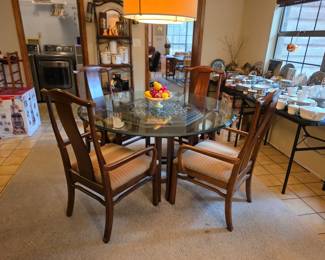 #15   54" Round Table w/Chairs   $295                                                        #56  Italian Marble Compote Bowl w/Alabaster Fruit   $165