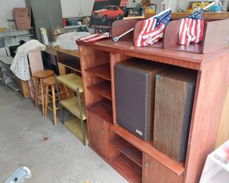 Zenith 2000 cabinet speakers, stools, 