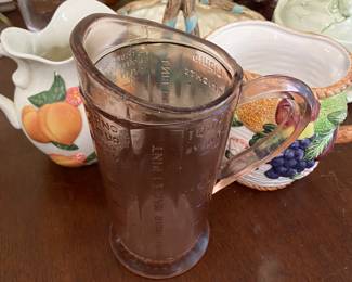 Vintage Hazel Atlas Pink Quart Measuring Pitcher 