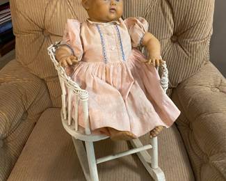 1950's vintage baby doll with chair 