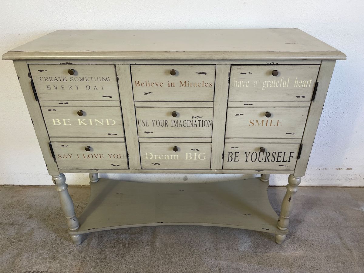 Shabby Chic Looking Power Words Conversation Console