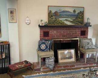 Artwork and vintage furniture