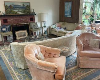 Vintage barrel style swivel chairs and vintage sofa
