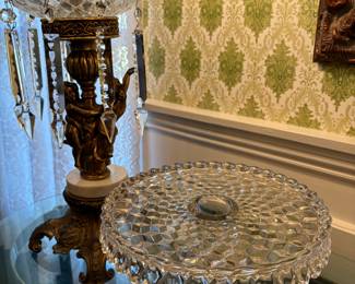 Fostoria American Round Pedestal Cake Stand Salver with Rum Well