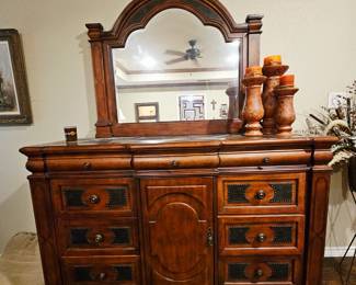 Wooden king bed. With matching dresser, armoire, 2 night stands and chest of drawers all sold seperately 