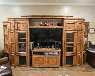 Rustic wood entertainment center 